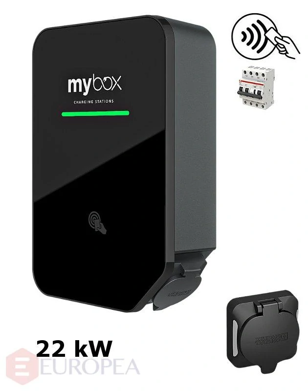 MyBox PLUS 1 x 22 kW, wifi/LAN, zásuvka, RFID, komb.istič
