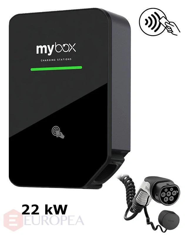 MyBox PLUS 1 x 22 kW, wifi/LAN, kábel točený 4m, RFID