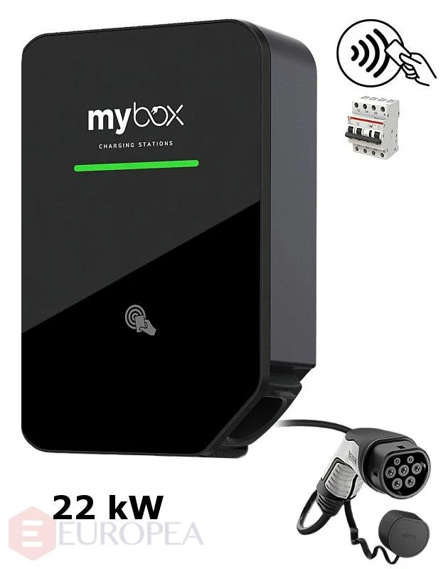 MyBox PLUS 1 x 22 kW, wifi/LAN, kábel rovný 5m, RFID, komb.istič