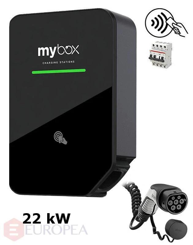 MyBox PLUS 1 x 22 kW, wifi/LAN, kábel točený 4m, RFID, komb.istič