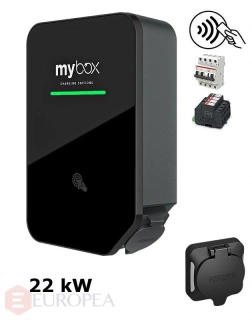 MyBox PLUS 1 x 22 kW, wifi/LAN, zásuvka, RFID, komb.istič, prep.ochrana