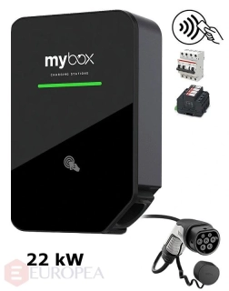 MyBox PLUS 1 x 22 kW, wifi/LAN, kábel rovný 5m, RFID, komb.istič, prep.ochrana