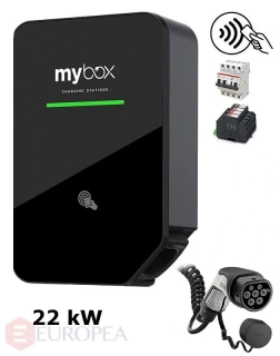 MyBox PLUS 1 x 22 kW, wifi/LAN, kábel točený 4m, RFID, komb.istič, prep.ochrana